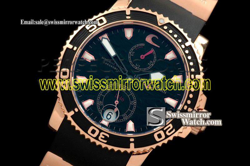 Ulysse Nardin Maxi Marine Diver RG/RU Black Surf Asia 23J Replica Watches
