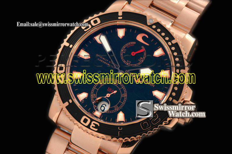 Ulysse Nardin Maxi Marine Diver RG/RG Black Asia 23J Replica Watches