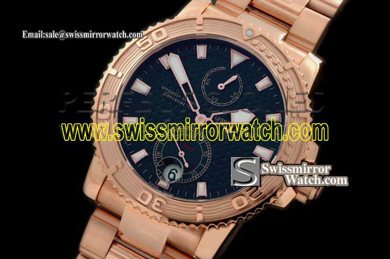 Ulysse Nardin Maxi Marine Diver RG/RG Black Dimple Asia 23J Replica Watches