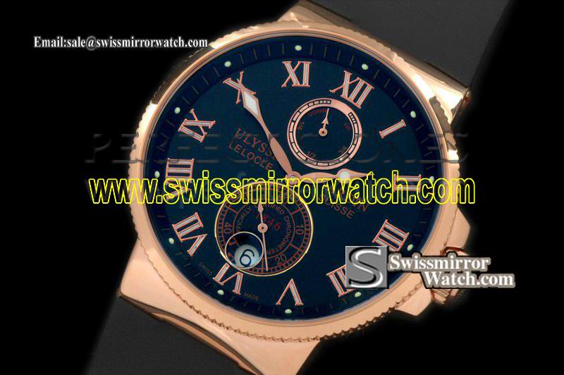 Ulysse Nardin Maxi Marine RG/RU Black Roman Asia 23J Replica Watches
