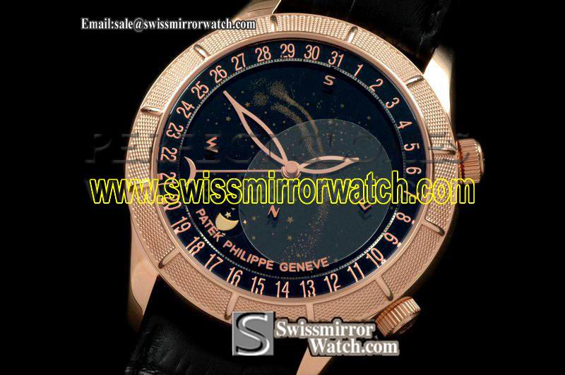Patek philippe Skymoon Automatic RG/LE Black Asian 2813 21J Replica Watches