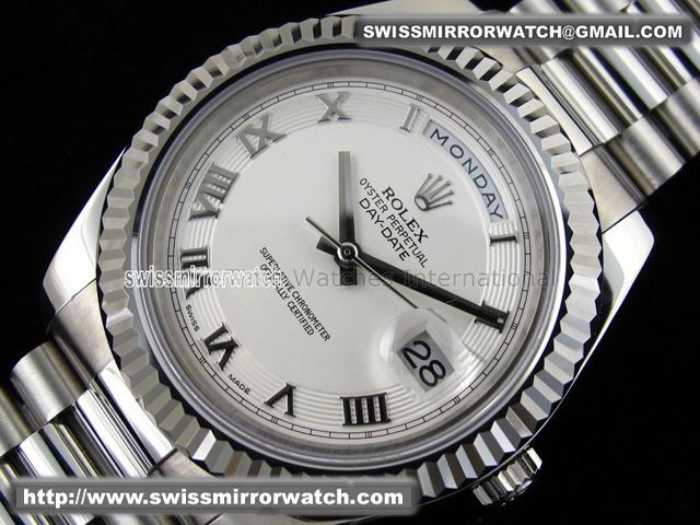 Rolex Day-Date II SS White Roman Concentric Dial A3156 Best Edit