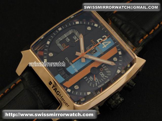 Tag Heuer Monaco Concept 24 Rose Gold Black Dial Replica Watches