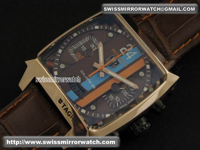 Tag Heuer Monaco Concept 24 Rose Gold Brown Dial Replica Watches