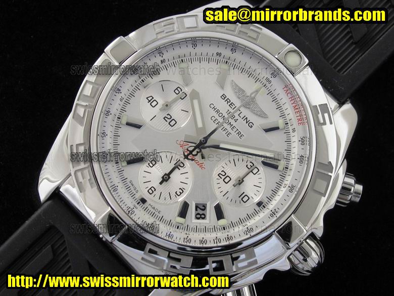 Breitling Chronomat B1 Sierra Silver Dial on Black Rubber Strap Replica Watches