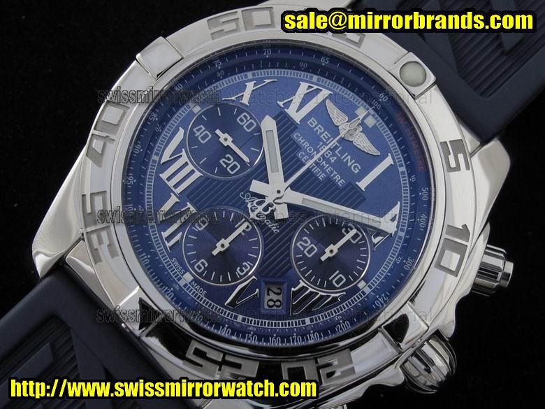 Breitling Chronomat B1 Riviera Blue Dial on Black Rubber Strap Replica Watches