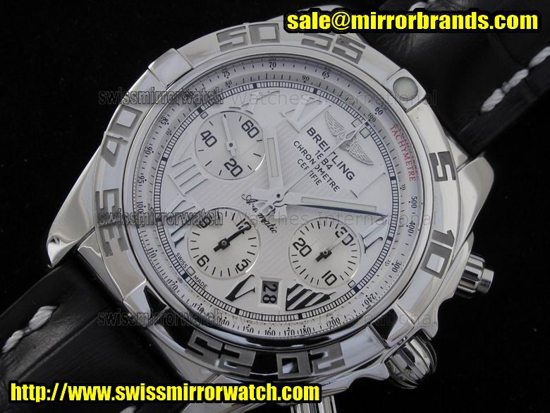 Breitling Chronomat B1 Antarctica White Dial on Black Leather Strap Replica Watches