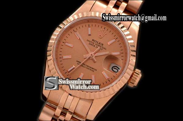 Ladeis Rolex Datejust RG Jubilee Gold Sticks Swiss Eta 2671-2 Replica Watches