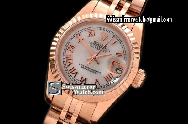 Ladeis Rolex Datejust Jubilee MOP White Roman Swiss Eta 2671-2 Replica Watches