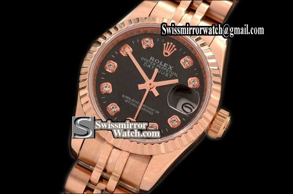 Ladeis Rolex Datejust Jubilee Black Diamond Swiss Eta 2671-2 Replica Watches