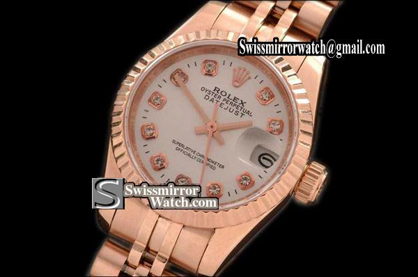 Ladeis Rolex Datejust Jubilee Silver White Diamond Swiss Eta 2671-2 Replica Watches