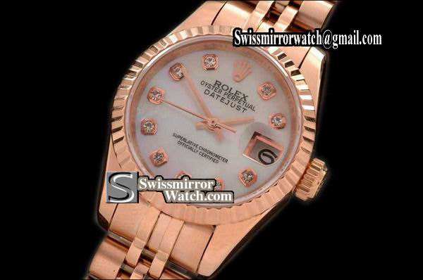 Ladeis Rolex Datejust Jubilee MOP White Diamond Swiss Eta 2671-2 Replica Watches