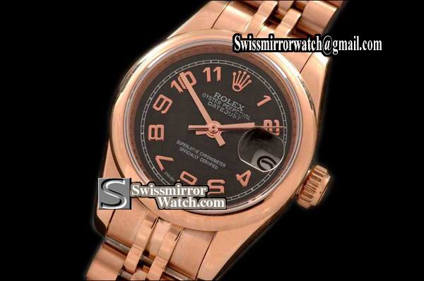 Ladeis Rolex Datejust Jubilee Black Numeral Swiss Eta 2671-2 Replica Watches