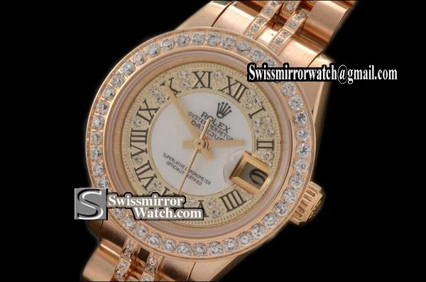 Ladeis Rolex Datejust Jub Diam Bez /Diam Wht Centre Roman Dial Eta 2671-2 Replica Watches