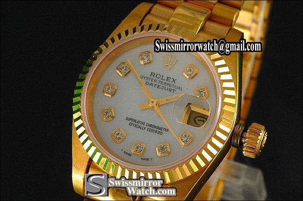 Ladeis Rolex Datejust FG MOP White Diamond Markers Eta 2671-2 Replica Watches