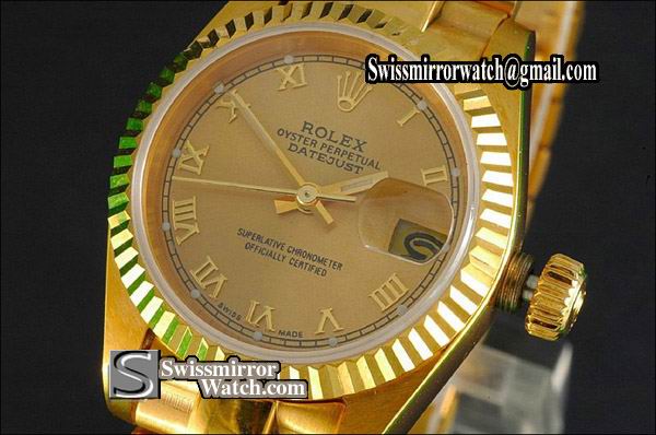 Ladeis Rolex Datejust 69178 FG Gold Dial, Roman Markers Eta 2671-2 Replica Watches