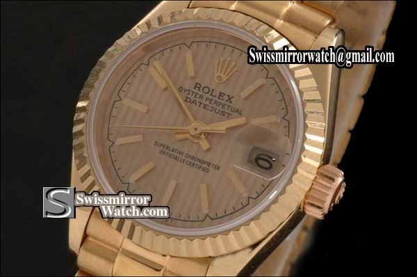 Ladeis Rolex Datejust FG Gold Tux Dial Diamond Markers Eta 2671-2 Replica Watches