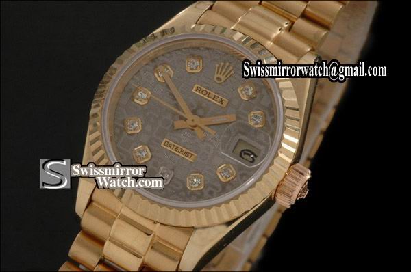 Ladeis Rolex Datejust FG Grey Jub Dial Diamond Markers Eta 2671-2 Replica Watches