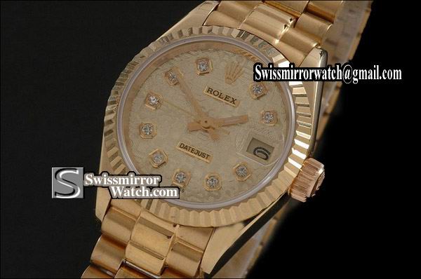 Ladeis Rolex Datejust FG Gold Jub Dial Diamond Markers Eta 2671-2 Replica Watches