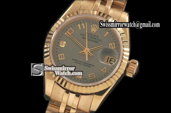 Ladeis Rolex Datejust FG Grey Diam Dial Num/Diam Markers Eta 2671-2 Replica Watches