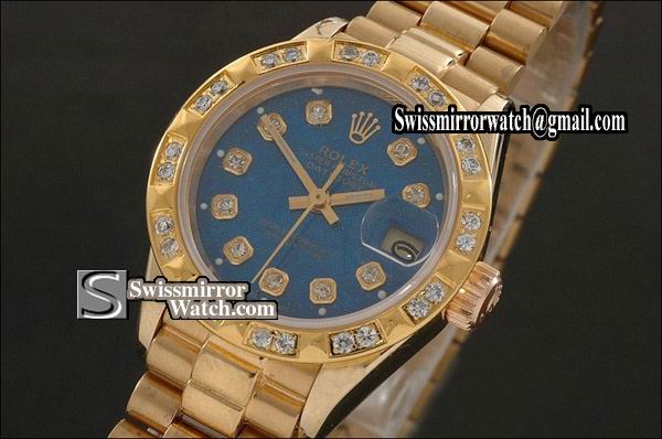 Ladeis Rolex Datejust FG Dark Blue Dial Diamond Markers/Bez Eta 2671-2 Replica Watches