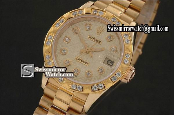 Ladeis Rolex Datejust FG Gold Jub Dial Diamond Markers/Bez Eta 2671-2 Replica Watches
