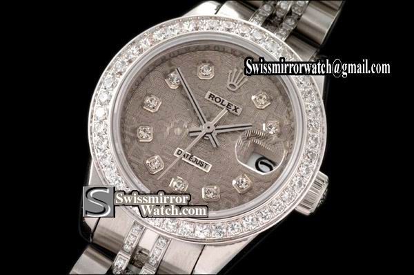 Ladeis Rolex Datejust SS Jub Diam Bez/Markers/Bracelet Jub Grey Eta 2671-2 Replica Watches