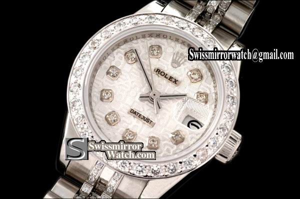 Ladeis Rolex Datejust SS Jub Diam Bez/Markers/Bracelet Jub Silver Eta 2671-2 Replica Watches