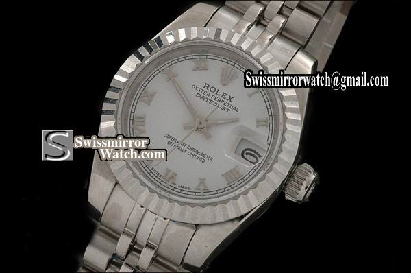 Ladeis Rolex Datejust SS White Dial Jubilee Roman Marker Swiss Eta 2671-2 Replica Watches
