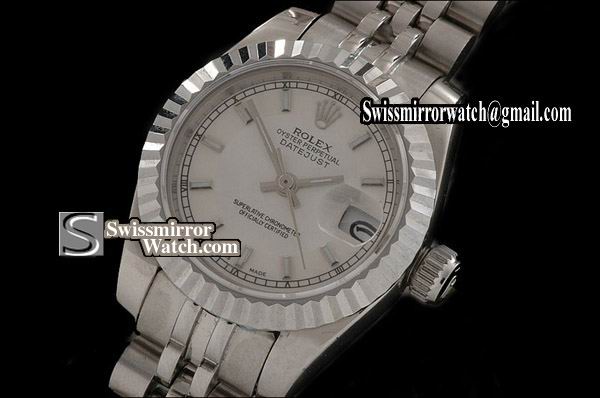 Ladeis Rolex Datejust SS White Dial Jubilee Stick Marker Swiss Eta 2671-2 Replica Watches