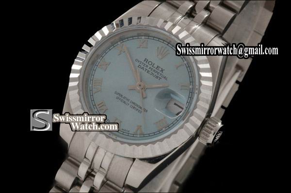 Ladeis Rolex Datejust SS Ice Blue Dial Jubilee Roman Marker Swiss Eta 2671-2 Replica Watches