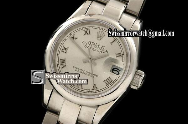 Ladeis Rolex Datejust SS Oyster Silver Dial Roman Markers Eta 2671-2 Replica Watches