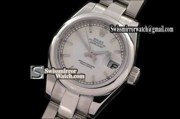 Ladeis Rolex Datejust Oyster Broad Sticks SS 2 Tone White Swiss Eta 2671-2 Replica Watches