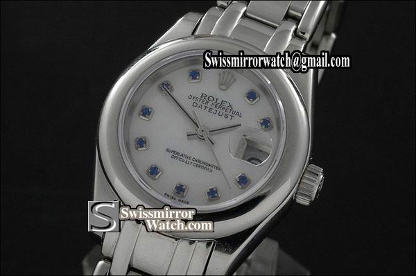 Ladeis Rolex Datejust SS Masterpiece MOP White Dial Ruby Markers Eta 2671-2 Replica Watches