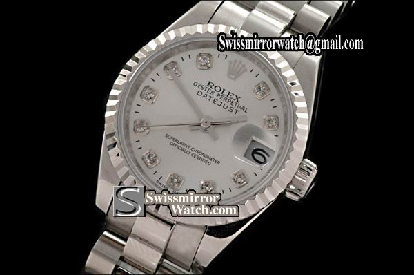 Ladeis Rolex Datejust SS President Silver Dial Diam Markers Eta 2671-2 Replica Watches
