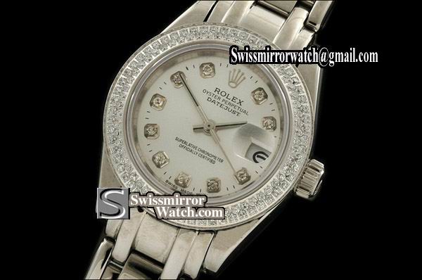 Ladeis Rolex Datejust SS M-Piece Double Diam Bez MOP Wht Diam Markers Eta 2671-2 Replica Watches