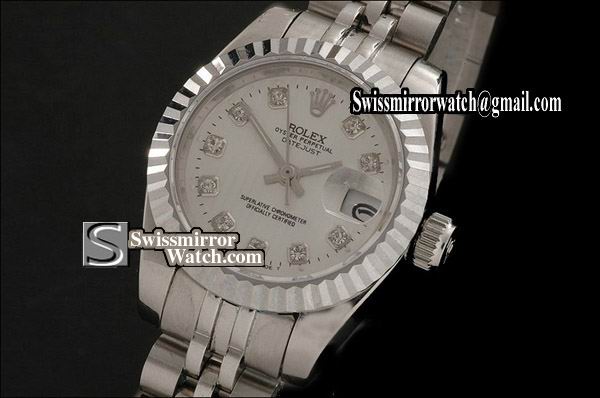 Ladeis Rolex Datejust SS Silver Tux Dial Jubilee Diam Marker Swiss Eta 2671-2 Replica Watches
