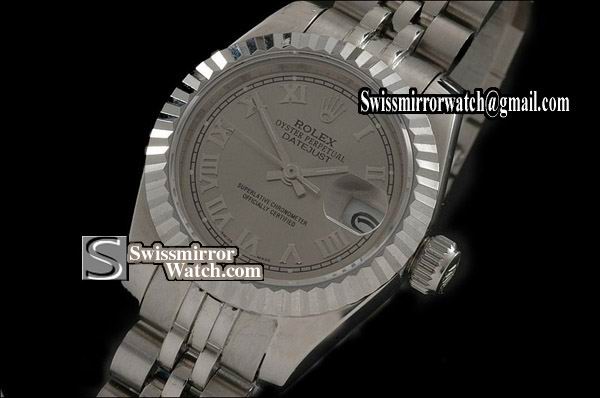 Ladeis Rolex Datejust SS Grey Dial Jubilee Roman Marker Swiss Eta 2671-2 Replica Watches