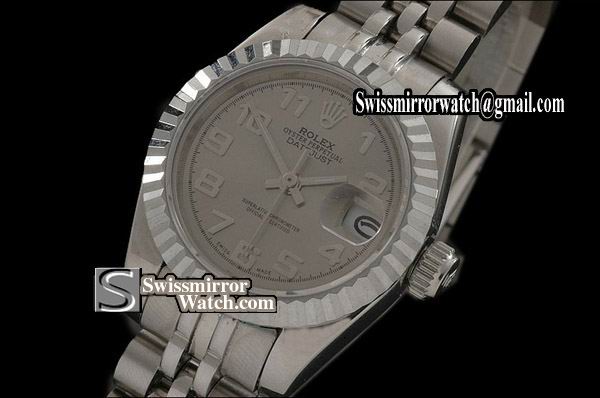 Ladeis Rolex Datejust SS Grey Dial Jubilee Numeral Marker Swiss Eta 2671-2 Replica Watches