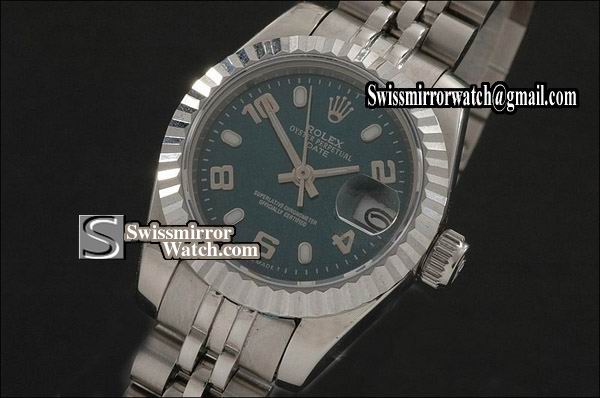 Ladeis Rolex Datejust SS Green Dial Jubilee Num/Stk Marker Swiss Eta 2671-2 Replica Watches
