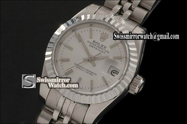 Ladeis Rolex Datejust SS White Dial Jubilee Stick Marker Swiss Eta 2671-2 Replica Watches