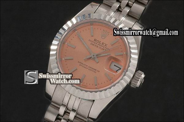 Ladeis Rolex Datejust SS Salmon Dial Jubilee Stick Marker Swiss Eta 2671-2 Replica Watches