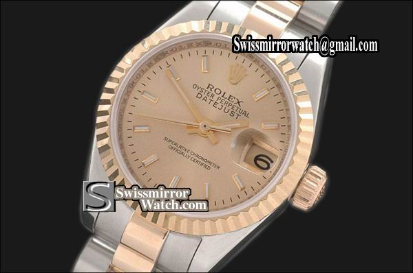 Ladeis Rolex Datejust TT Pres Gold New Sticks Swiss Eta 2671-2 Replica Watches
