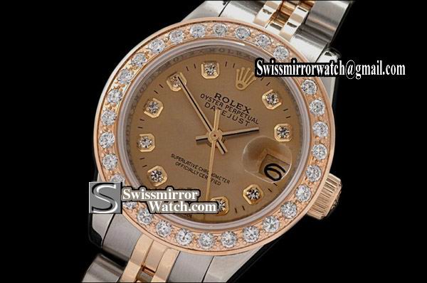 Ladeis Rolex Datejust TT Jub Diam Bez Gold Diamonds Swiss Eta 2671-2 Replica Watches