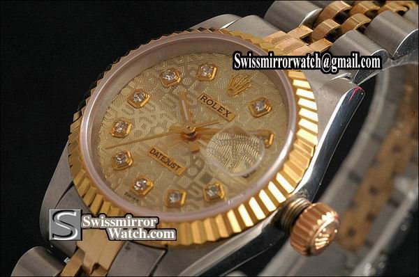 Ladeis Rolex Datejust 18K TT Gold Jubilee Dial, Diamond Markers Eta 2688-2 Replica Watches