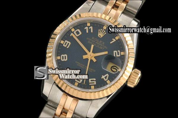 Ladeis Rolex Datejust TT Dark Blue Dial Numeral Markers Eta 2671-2 Replica Watches