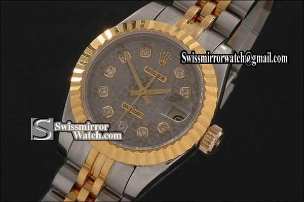 Ladeis Rolex Datejust TT Grey Jub Dial Jubilee Diam Marker Swiss Eta 2671-2 Replica Watches