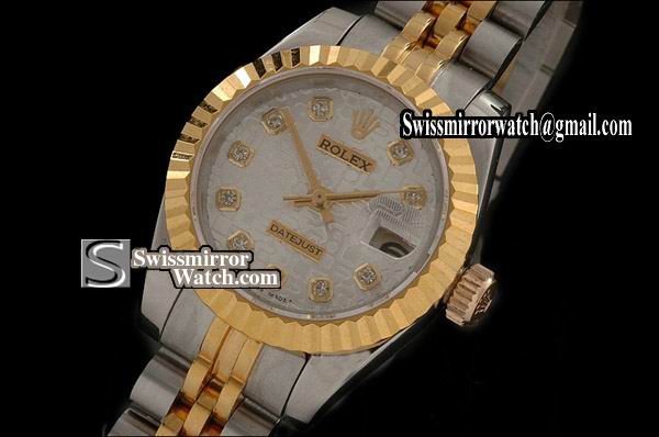 Ladeis Rolex Datejust TT Silver Jub Dial Jubilee Diam Marker Swiss Eta 2671-2 Replica Watches
