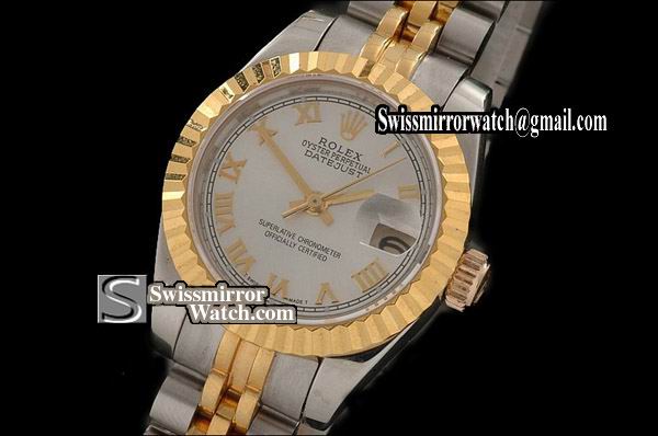 Ladeis Rolex Datejust TT White Dial Jubilee Roman Marker Swiss Eta 2671-2 Replica Watches