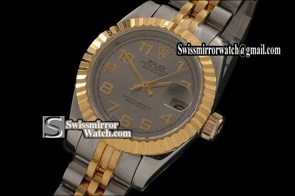 Ladeis Rolex Datejust TT Grey Dial Jubilee Numeral Marker Swiss Eta 2671-2 Replica Watches